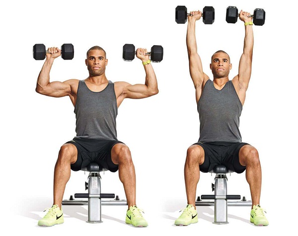 Dumbbell Forward to Overhead Press with Shuffle