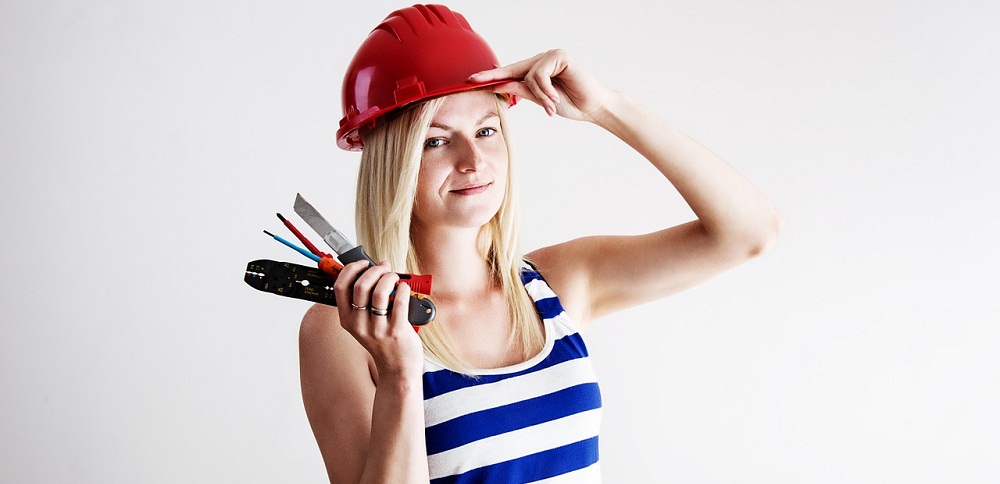 Woman with basic repairing skills